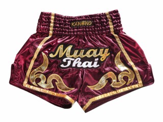 กางเกงมวยไทย กางเกงมวย เอวต่ำ Kanong : KNSRTO-232-สีน้ำตาลแดง